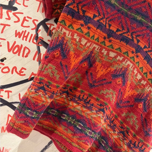 Vintage Chaps Southwestern Aztec Knit V Neck T Shirt - Picture 4 of 6